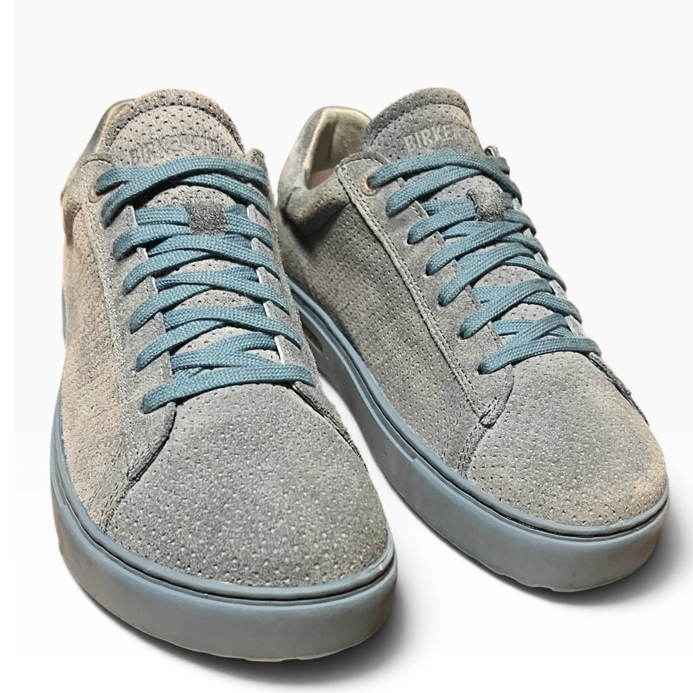 Birkenstock Bend Low Blue Grey Perforated Suede Sneakers Women 39 L8 M6 - Picture 2 of 16